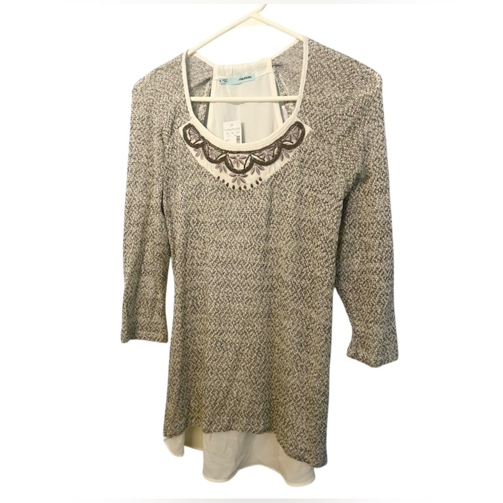 Maurice’s Grey & White Embellished Blouse - Picture 2 of 3